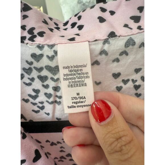 Bed Head PJs Women's Pink Babydoll Tiny Hearts Long Pajamas Two Piece Set Size M - Picture 7 of 9